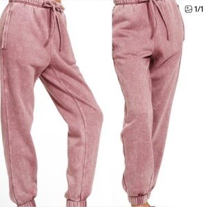 NEW ZENANA SIZE SMALL Pink acid wash Jogger Pants